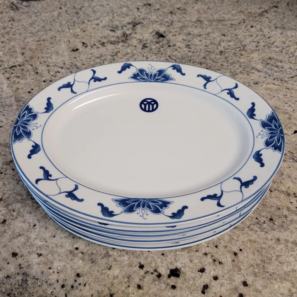 Tatung in Glaze Vintage Water Lily Pattern Durable China 6 Oval Plates